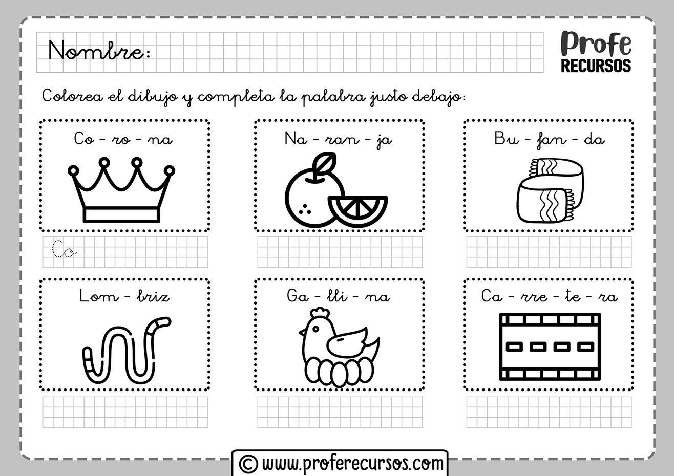 Actividades de silabas para primaria