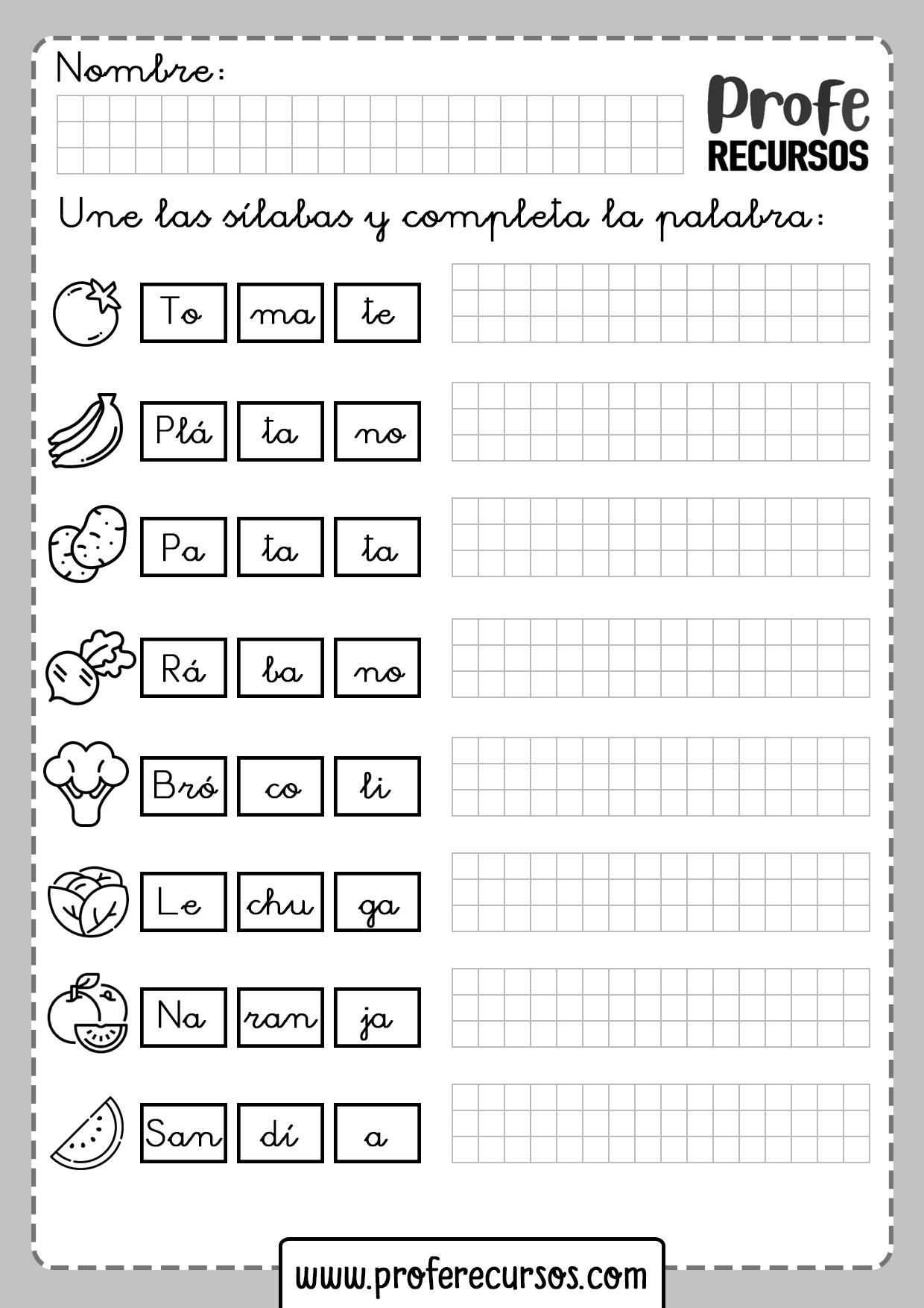 Fichas de Lectoescritura Aprender Silabas