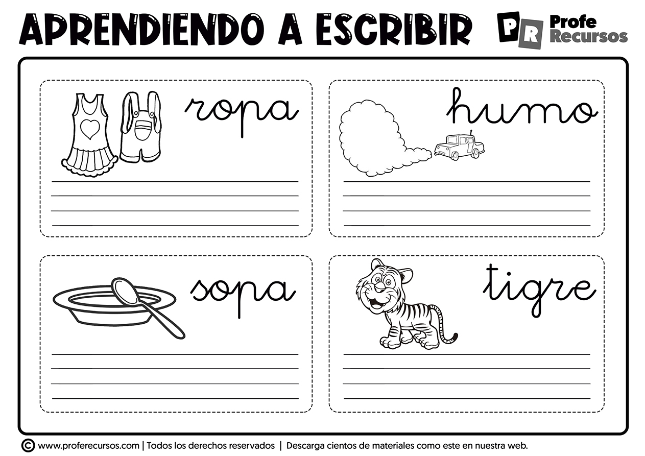 Fichas de vocabulario para niños