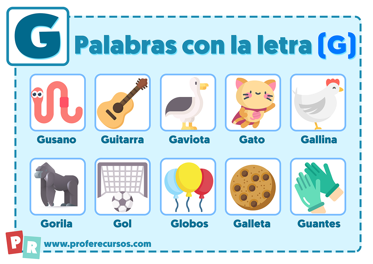 Palabras con g para niños