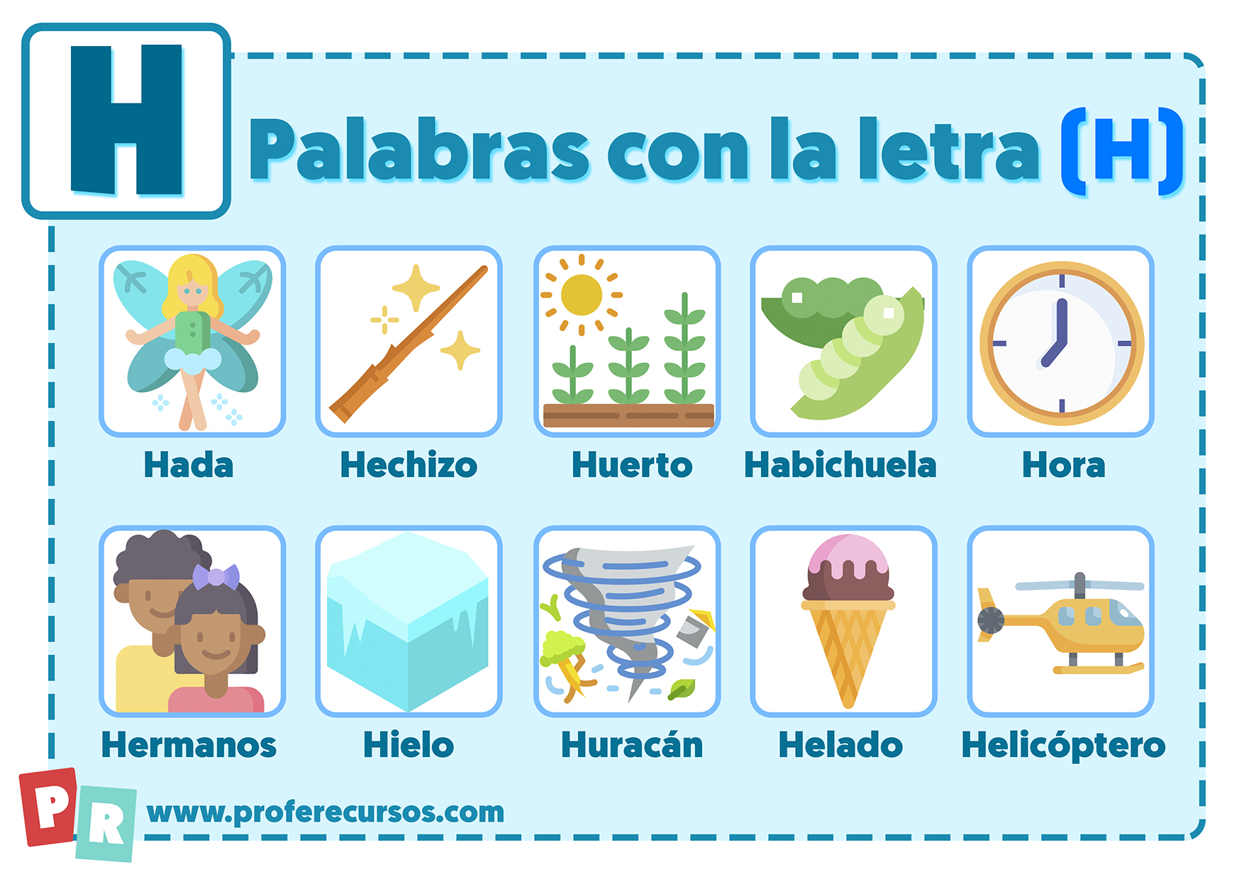 Palabras con h para niños