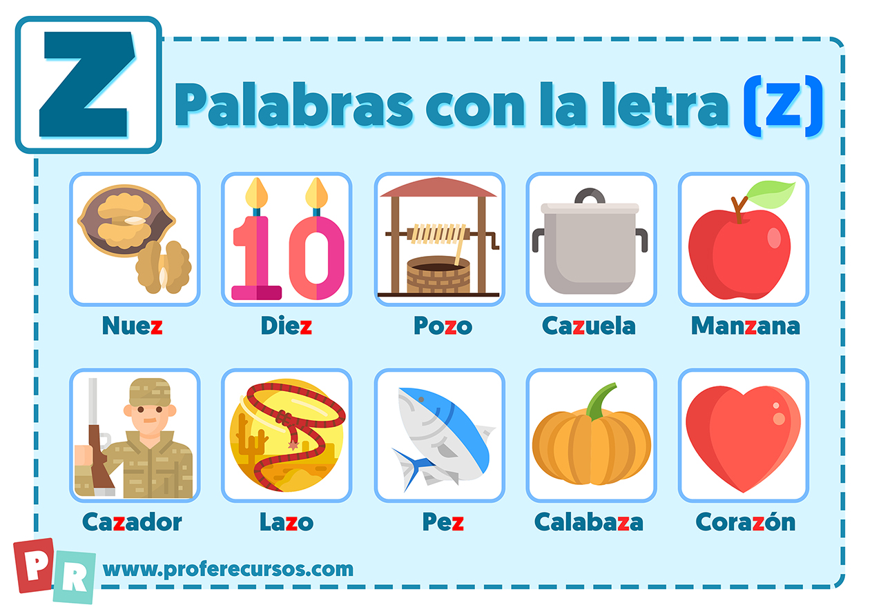 Palabras con z para niños